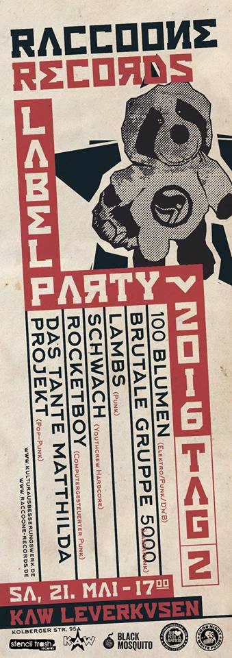 Flyer des Raccoone Records Labelfests